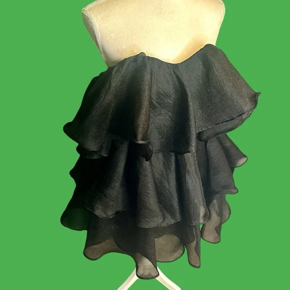 NWT Altar’d State ‘Sadie’ Black Strapless Tiered Ruffle Dress Size XS - Picture 6 of 12
